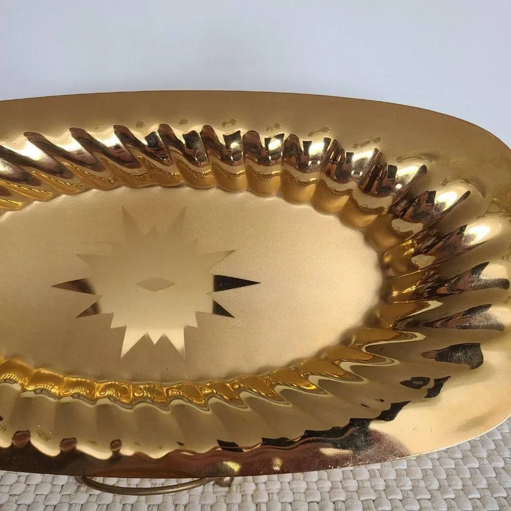 Vintage Forman Metal Gold Tone Serving Tray Platter 23K Gold Electro Plated